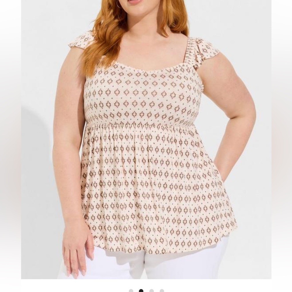 Babydoll Super Soft Slub Ruffle Shoulder Tank - Picture 4 of 7